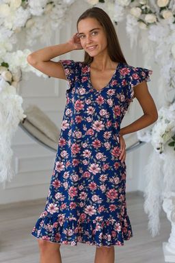 Платье женское из кулирки Элиза бежевые цветы - Амадэль фото 2