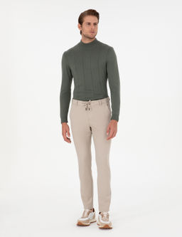 Bej Slim Fit Kanvas Pantolon