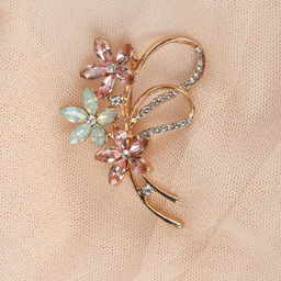 Брошь Букет 9 см / 38B-10-7 /уп 420/ (Бело-розовый ) - Галеонтрейд фото 5