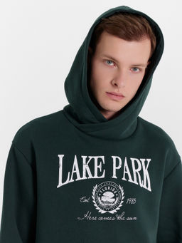 Комплект мужской (худи, брюки) зеленый с печатью пихта +печать 191019 - Mark formelle фото 4