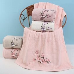 Махровое полотенце Бабочки- ПУДРОВАЯ РОЗА 35*75 см. хлопок 100% - Лен поволжья фото 2