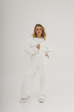 Костюм из спортивной ткани найк футер утепленный, молочный - Knitka wear фото 3