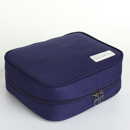 Косметичка - органайзер дорожная на молнии, с карманом, синяя