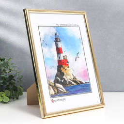 Фоторамка для фото 21×30 см «Палитра», пластик под золото, с ножкой
