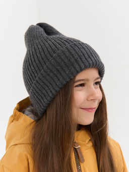 Шапка тыква из смесовой шерсти однослойная Графит - Bungly фото 2