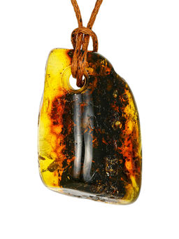 Янтарная подвеска с растительными включениями