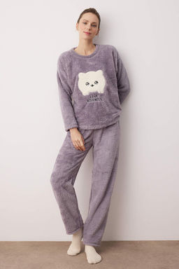 Gri Animal Patchli Wellsoft Orme Pijama Tak?m? THMAW26PT00231