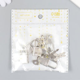 Цена за 5 шт. Замок навесной металл для шкатулок с ключом 3,3х1,9 см