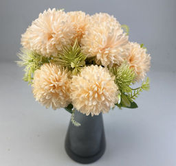 Хризантема персиковая букет 4головы 35см с зеленью - Aopen фото 3
