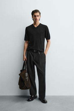 V-NECK KNIT T-SHIRT