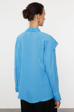 Mavi Omuz Volanl? Dokuma Gomlek TWOAW22GO0375 - Trendyolmilla фото 5