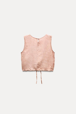 ZW COLLECTION 100% LINEN TOP WITH TIES - Zara фото 3