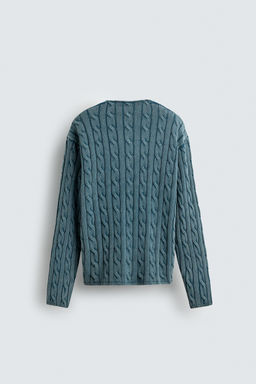 WASHED CABLE-KNIT SWEATER - Zara фото 8