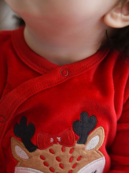 Bisiklet Yaka Uzun Kollu Nak?? Detayl? K?z Bebek Kadife Tulum - Waikiki фото 3