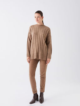 Normal Bel Dar Fit D?z Kadife Kad?n Pantolon