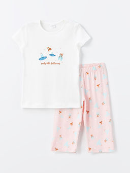 Bisiklet Yaka Bask?l? K?sa Kollu K?z ?ocuk Pijama Tak?m?