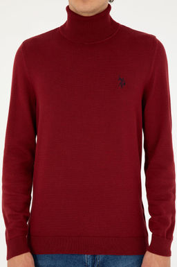 Свитер мужской U.S. Polo Assn хлопок бордово-красный  фото 6