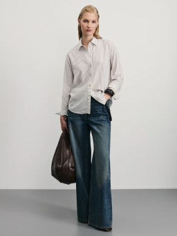 Рубашка в полоску из вискозы / Zarina фото 2