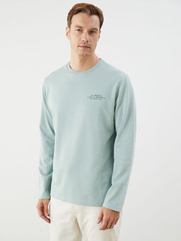 Bisiklet Yaka Bask?l? Erkek Sweatshirt