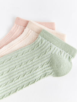 Kendinden Desenli Kad?n Patik ?orap 3l?