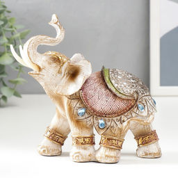 Фигурка полистоун «Слон в попоне с сапфирами», под дерево, 14×16×7.5 см