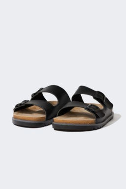 Erkek Yuksek Taban Cift Bantl? Suni Deri Terlik