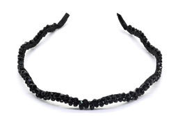 Ободок для волос Волна с цирконом, цвет черный