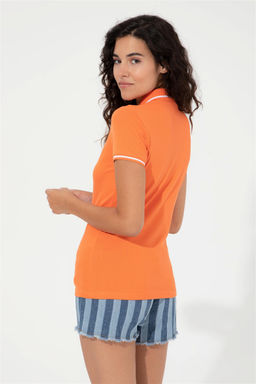 Женская оранжевая футболка с воротником-поло Неожиданная скидка в корзине - U.s. polo assn фото 5