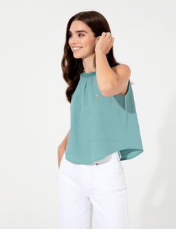 Koyu Mint Comfort Fit Kolsuz Bluz - Pierre cardin фото 3