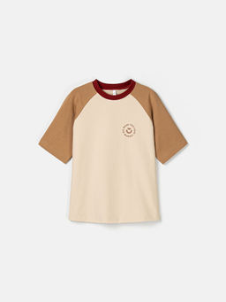 Футболка оверсайз Колор блок Крем-брюле 7+