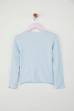 Pembe-Mavi 2li K?z Cocuk 100% Pamuk Duz Bisiklet Yaka Regular Orme T-Shirt TKDAW26TS00001 - Trendyolmilla фото 9