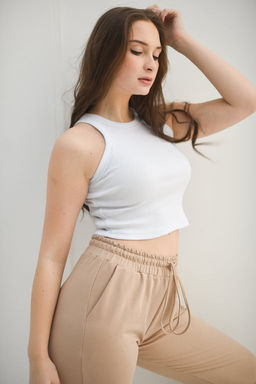 Майка-топ Кашкорсе рубчик лапша - Оптима фото 49