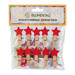 Blumentag WCLA-35 Декоративные прищепки 5 х 10 шт. 3.5 см Z65 Красные звездочки  фото 3