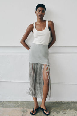 FALDA MINI LINO FLECOS / Gris