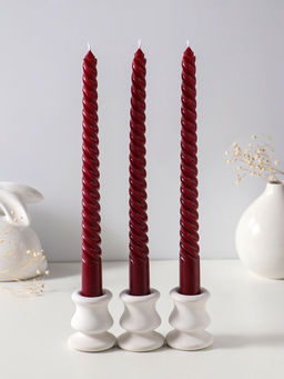 Свеча витая 25 см (набор 3 шт) 57 гр, 5 ч, цв. бордовый