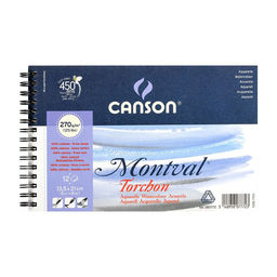 Canson Альбом для акварели 100% целлюлоза 270 г/м2 13.5 х 21 см на спирали 12 л. C200807772 среднезернистая