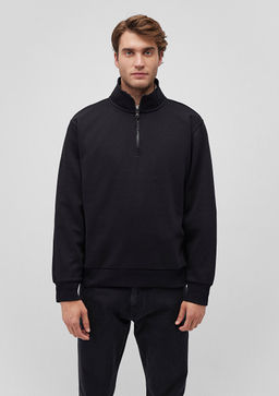 Yar? Fermuarl? Siyah Basic Sweatshirt - Mavi фото 3