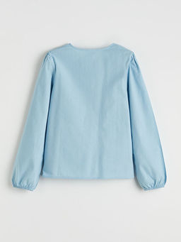 Bisiklet Yaka K?z ?ocuk Poplin G?mlek