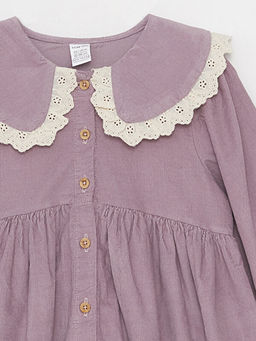 Bebe Yaka Uzun Kollu K?z Bebek Kadife Elbise - Waikiki фото 3