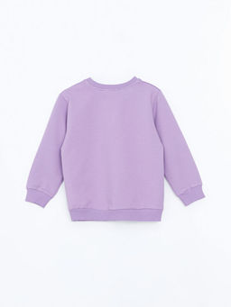 Bisiklet Yaka Bask?l? K?z Bebek Sweatshirt