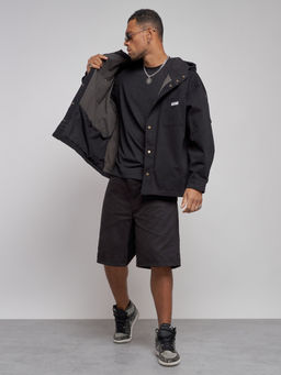 Джинсовая куртка мужская с капюшоном черного цвета 12768Ch - Mtforce фото 13