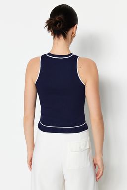 Lacivert Basic Renk Bloklu Ince Bluz TWOSS23BZ00611