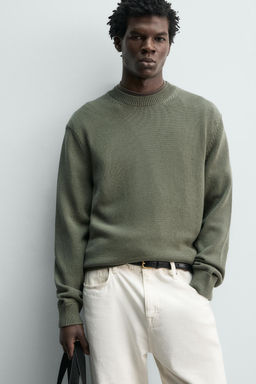 JERSEY REGULAR FIT ALGOD?N / Verde gris - Zara фото 5
