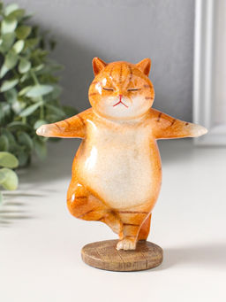 Сувенир полистоун лак "Пухлый кот-йог" 12х7х14,7 см