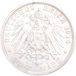 3 марки 1914 года Германия (Ангальт) 25 лет свадьбе Фридриха II и Марии Баденской