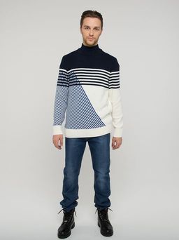 Джемпер мужской BY212-15004. 118/037/189 молоко/ниагара/т.синий