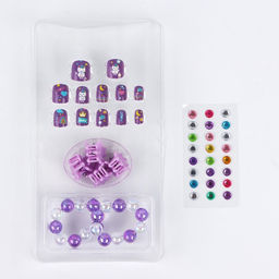 Детские накладные ногти «Радужный Единорожка», 12 шт., набор с браслетом и заколками