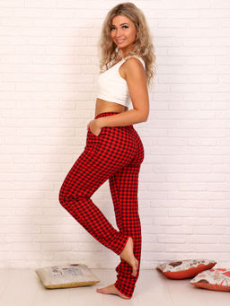 Брюки женские, модель 162, трикотаж (Красно-черная клетка) - Ивановотекстиль фото 4