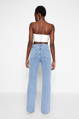 Mavi Tasl? Aksesuar Detayl? Yuksek Bel Wide Leg Jeans TWOSS23JE00204 - Trendyolmilla фото 7
