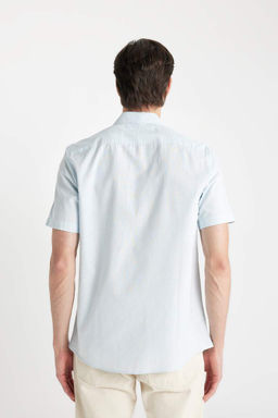 Рубашка из 100 % хлопка с короткими рукавами и воротником-поло обычного кроя - Defacto фото 6